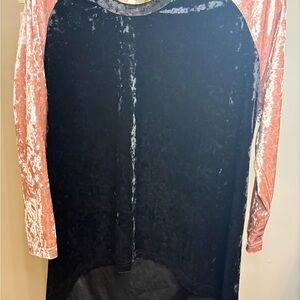 POL Velvet Black and Pink Top
